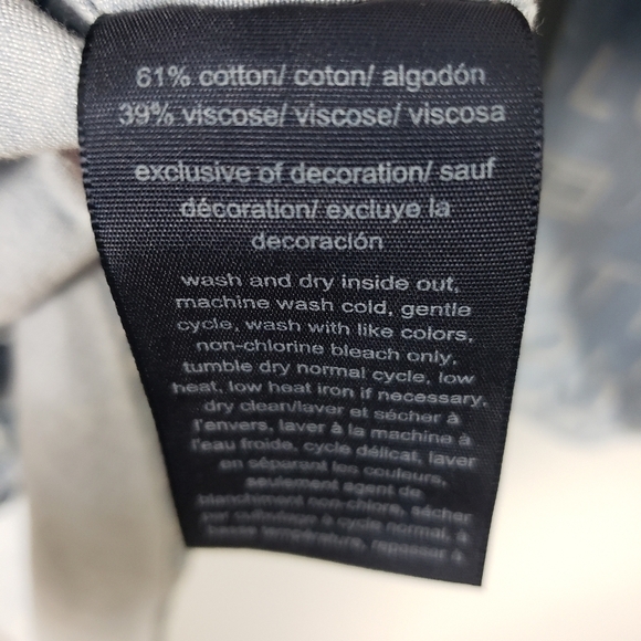 TOMMY JEANS Chambray All Over Logo Print Button Down Shirt Sz M Oversized Fit - Picture 9 of 9